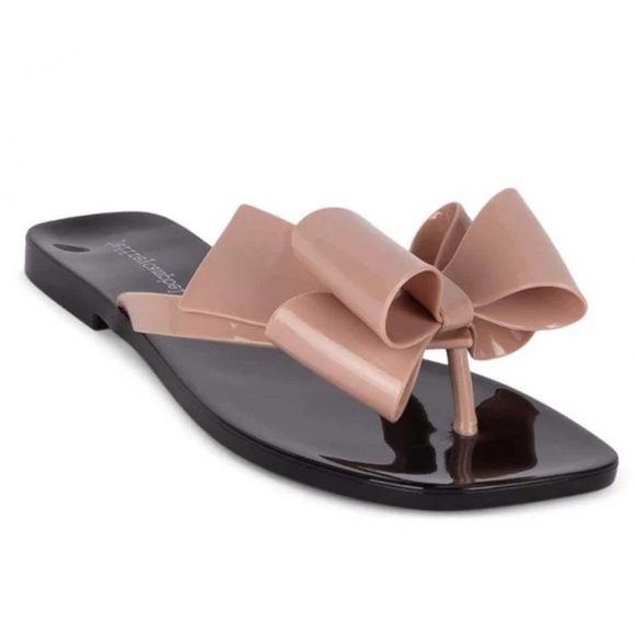 Jeffrey Campbell NWOT Sugary flip flop in Blush Shiny Black Shiny - Picture 3 of 9